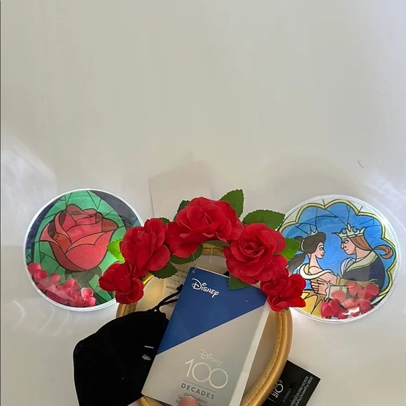 Disney Disney100 Decades Beauty and the Beast Light-Up Ear Headband Adults New - Picture 7 of 11